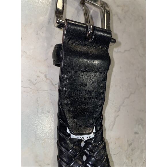 Size 40/100 Black Woven Men's Belt Silver Buckle - Picture 5 of 6